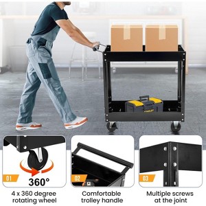 Acekool 2-Tier Rolling Tool Cart with Pegboard, 400 lbs Capacity Heavy Duty Utility Cart for Garage, Warehouse & Repair Shop - 1 of 4
