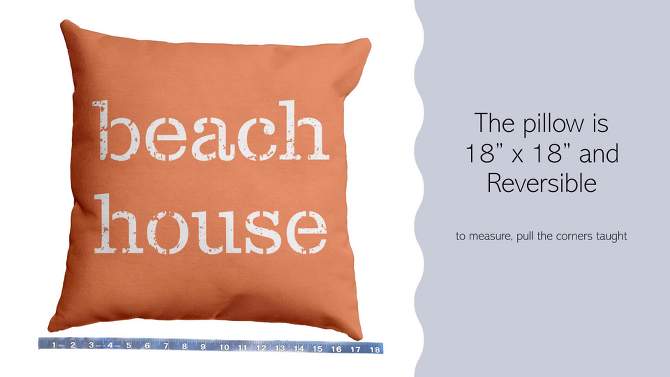 18&#34;x18&#34; &#39;Beach House&#39; Square Throw Pillow Blue - e by design, 2 of 5, play video