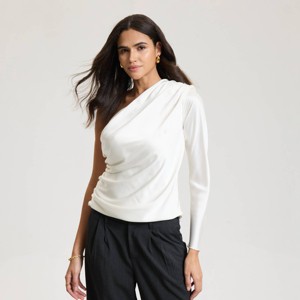 Women's Satin One-Shoulder Draped Top - A New Day™ - 1 of 3