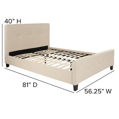 Tribeca Full Double Beige Tufted Upholstered Metal Platform Bed