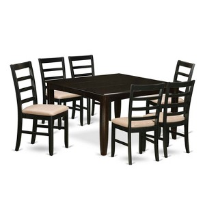 HomeStock 7-Piece Square Cappuccino Finish Solid Wood Top Dining Table with 6-Chairs - 1 of 4