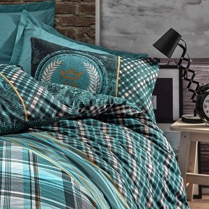 Sussexhome Masculine Collection Duvet Cover Set | Red, Full Size Duvet Cover, 1 Duvet Cover, 1 Fitted Sheet and 2 Pillowcases - 1 of 4