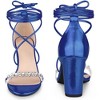 Perphy Women's Crystal Rhinestones Strap Lace Up Chunky Heel Sandals - 2 of 3