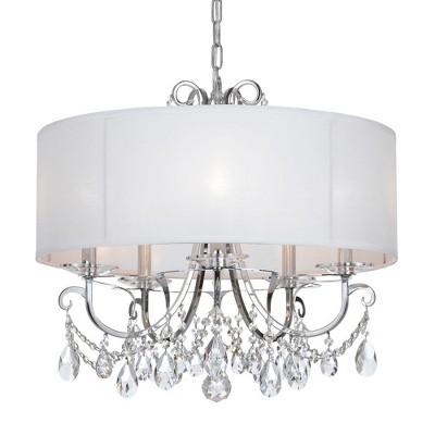 Elegant 5-Light Chandelier in Polished Chrome with Silk Shade