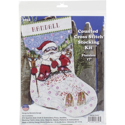 Design Works Counted Cross Stitch Stocking Kit 17 Long-airplane Santa (14  Count) : Target