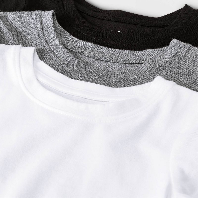 Toddler Girls' 3pk Short Sleeve T-Shirt - Cat & Jack™ White/Black/Gray, 3 of 4
