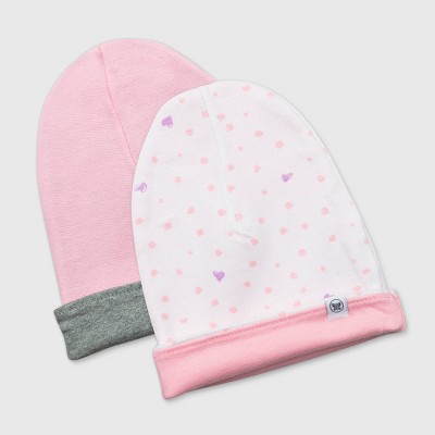 Honest Baby Girls' 2pk Organic Cotton Love Dot Reversible Hat