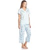 Casual Nights Women's Pointelle Short Sleeve Floral Capri Pajama Set - 2 of 4