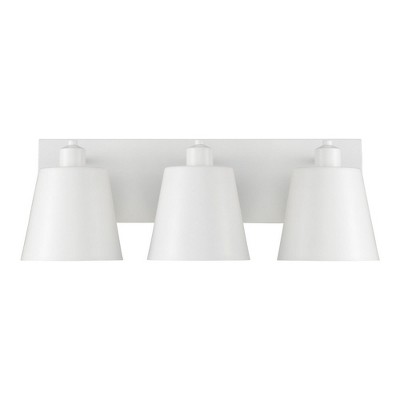 Matte White Metal 3-Light Dimmable Vanity Fixture