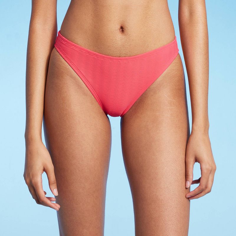Women's Jacquard Cheeky Bikini Bottom - Shade & Shore™ Neon Pink, 1 of 7