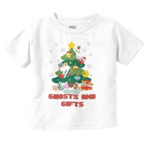 PACMAN Christmas Tree Ghost and Gifts Toddler Baby Graphic T Shirt Brisco Brands - 1 of 4