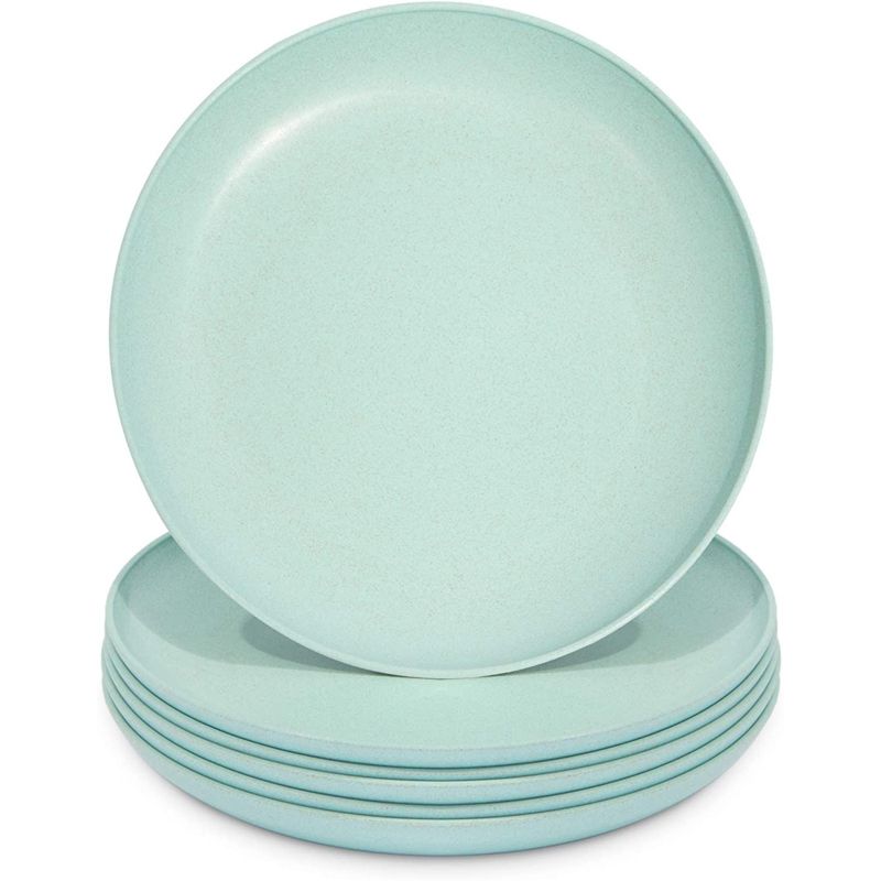 Juvale Set of 6 Mint Green Unbreakable Wheat Straw Cereal Dinner Plates Set for Kids, 9 In, 1 of 8