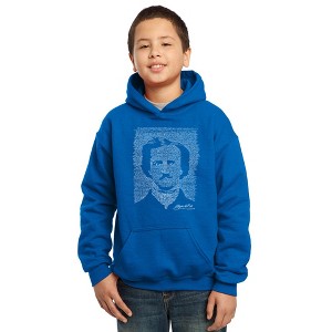 LA Pop Art Boy's Word Art Hooded Sweatshirt - EDGAR ALLEN POE - THE RAVEN - 1 of 4
