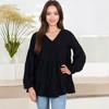 Anna-Kaci Women's V-Neck Tiered Babydoll Top with Long Puff Sleeves - 4 of 4