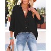 Coolmee Women's Casual Shirts Long Sleeve Button Down Blouses Fall Solid Color Trendy Tops with Pocket - 2 of 4