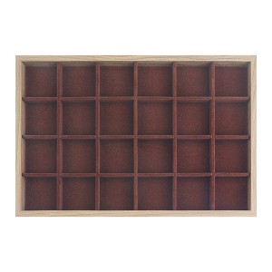 Unique Bargains Girls' Velvet Brown Jewelry Container Trays with Removable Dividers - 1 of 4