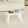 DOMETOUR Modern Minimalist Coffee Table, White Imitation Marble Tabletop Display Coffe Table Simple Center Table for Dining Living Room - 3 of 4