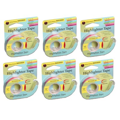 Lee Products Removable Highlighter Tape, Pink, Pack of 6