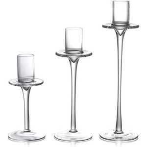 Dawhud Direct Clear Glass Candle Holder for Pillar, Floating, and LED Candles - Set of 3, Clear - 1 of 4