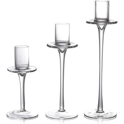 Dawhud Direct Clear Glass Candle Holder for Pillar, Floating, and LED Candles - Set of 3, Clear - image 1 of 4