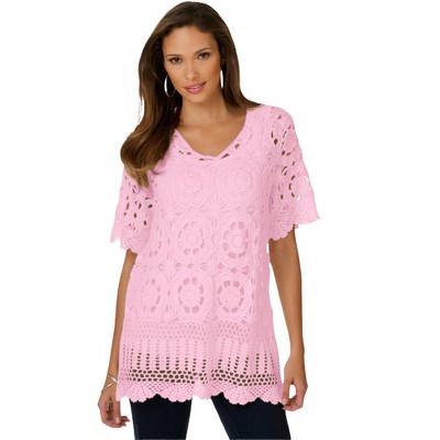 Roaman's Women's Plus Size French Crochet Sweater