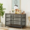 Dog Crate With Side Openings, 4 Wheels Heavy Duty Wooden Pet House Cage, Indoor Kennel Furniture For Small, Medium And Large Dogs - 2 of 4