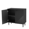 Gulches Set of 2 Modern Minimalist Side Cabinets - Adjustable Shelves, Geometric Door Design, Black MDF Storage for Living Room/TV Stand Use - 3 of 4