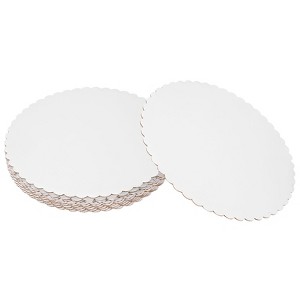 Unique Bargains Disposable Greaseproof Cardboard Scalloped Cake Platters 10 Pcs - 1 of 4