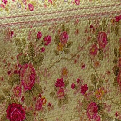 Antique Rose Full Cotton Reversible Quilt Set, Red Floral