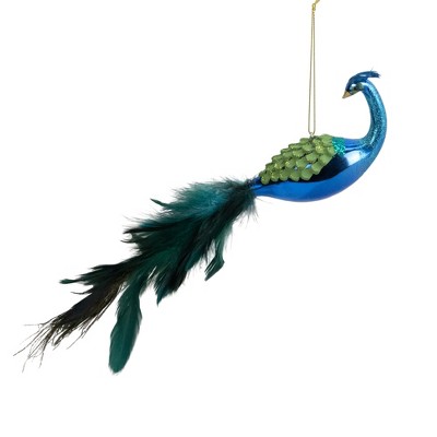 Northlight 12" Green and Blue Textured Peacock Christmas Ornament