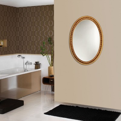 Elegant Oval Antique Gold Framed Wall Mirror 23x30