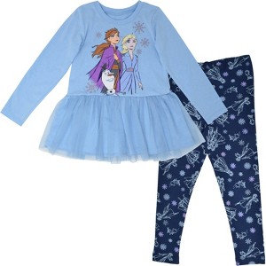 Disney Frozen Elsa Anna Frozen Girls T-Shirt and Leggings Outfit Set Infant to Little Kid - 1 of 4