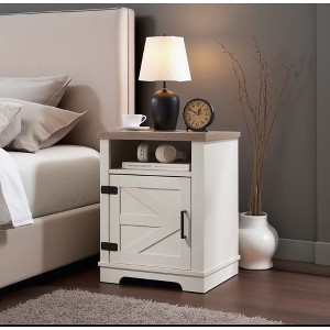 Chic Crate-Modern Farmhouse Barn Door Nightstand - Side Table with Storage for Bedroom & Office (Wooden) - 1 of 4