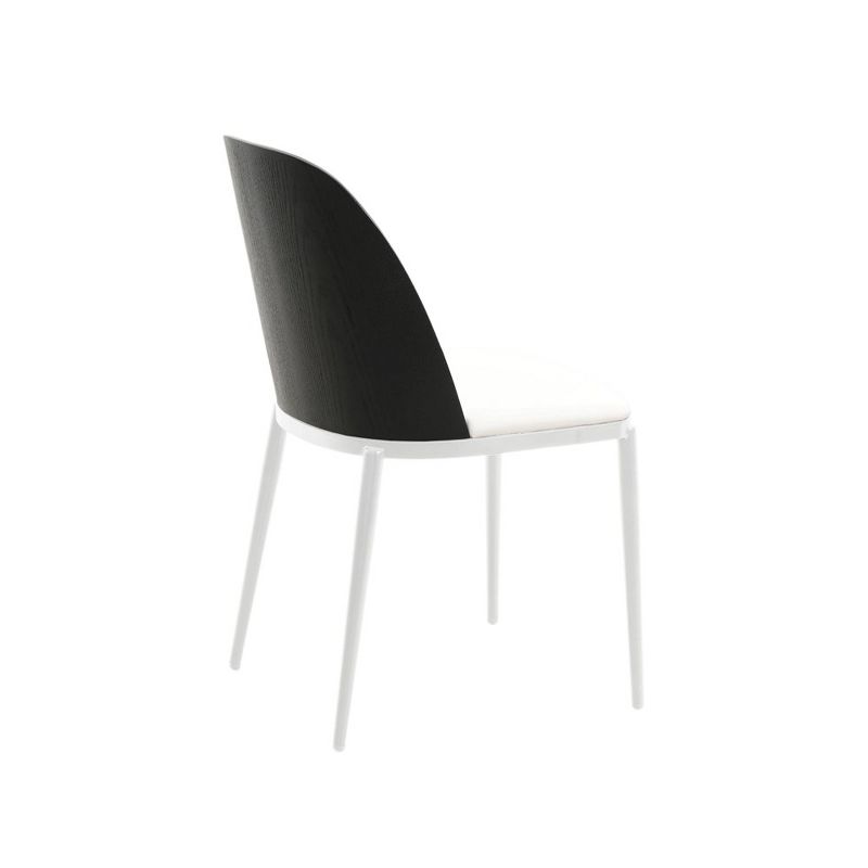 LeisureMod Tule Dining Chair with PU Leather/Velvet/Suede Seat and White Steel Frame, 4 of 11