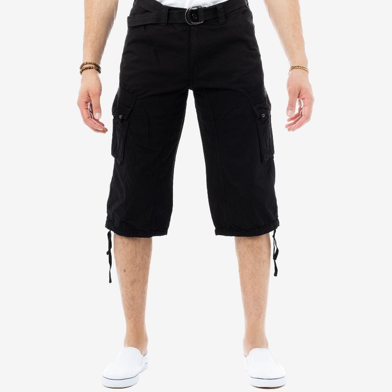 X RAY Men’s Belted 18 Inch Below Knee Long Cargo Shorts, 1 of 5