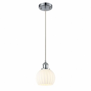 White Venetian - 1 Light Cord Hung Mini Pendant In Modern Style-8 Inches Tall and 6 Inches Wide - 1 of 1