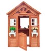 All Wooden Kids Playhouse with 2 windows and flowerpot holder,42"Lx46"Wx55"H,Golden Red - 3 of 4