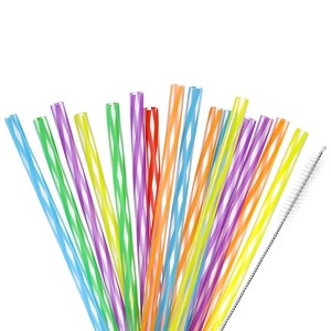 Unique Bargains Reusable Colorful Printing Glass Straws with One Cleaning Brush 48 Pcs - 1 of 4