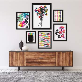 Americanflat Modern Botanical (Set Of 6) Framed Prints Gallery Wall Art Set Colorful Abstract Contemporary Florals By Garima Dhawan