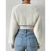 Women's Long Sleeve Open Front Knitted Crop Sweater Cardigan Drop Shoulder Knit Bolero Shrug - 3 of 4