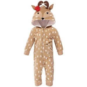 Hudson Baby Infant Girl Fleece Jumpsuits, Coveralls, and Playsuits 1pk, Girl Reindeer - 1 of 1