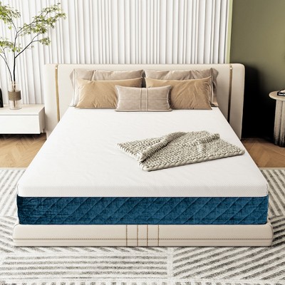 Costway 10'' Jacquard Hybrid Mattress Plush Gel Infused Memory Foam Bamboo Charcoal Queen
