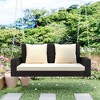 PAGED Swing Chair Outdoor,  2-Person Wicker Hanging Porch Swing with Chains, Cushion, Pillow, Rattan Swing Bench for Garden, Backyard - 2 of 4