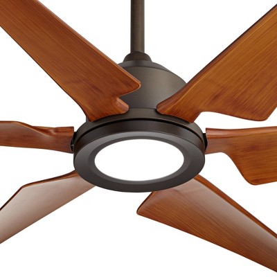 72" Oil Rubbed Bronze and Wood Ceiling Fan with LED Light and Remote