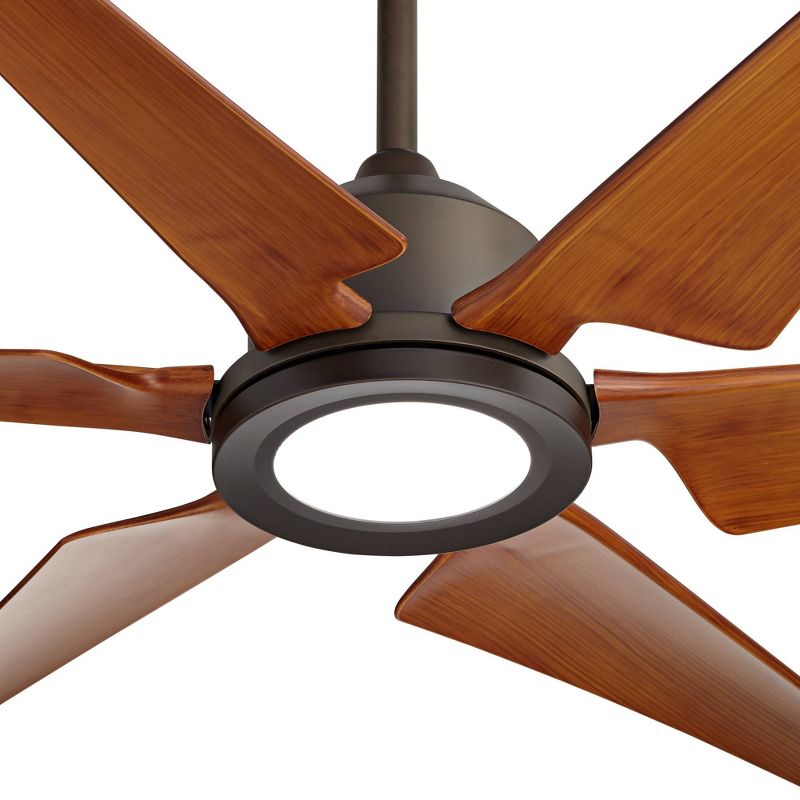 72" Casa Vieja Power Hawk Modern Indoor Outdoor Ceiling Fan with Dimmable LED Light Remote Oil Rubbed Bronze Painted Wood Damp Rated for Patio House, 3 of 10