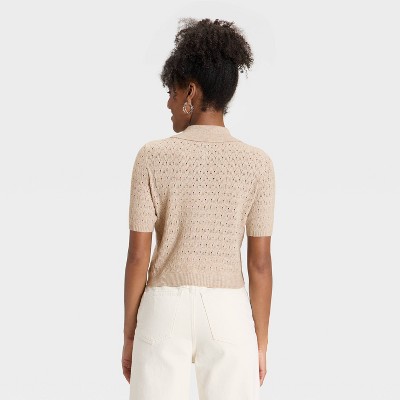 Women's Short Sleeve Collared Neck Pullover Sweater - Universal Thread