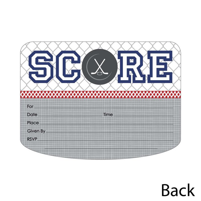Big Dot of Happiness Shoots and Scores - Hockey - Shaped Fill-in Invites - Baby Shower or Birthday Party Invites Cards with Envelopes - Set of 12, 3 of 7