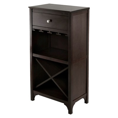 X-Shelf Drawer Wine Cabinet Wood/Coffee 