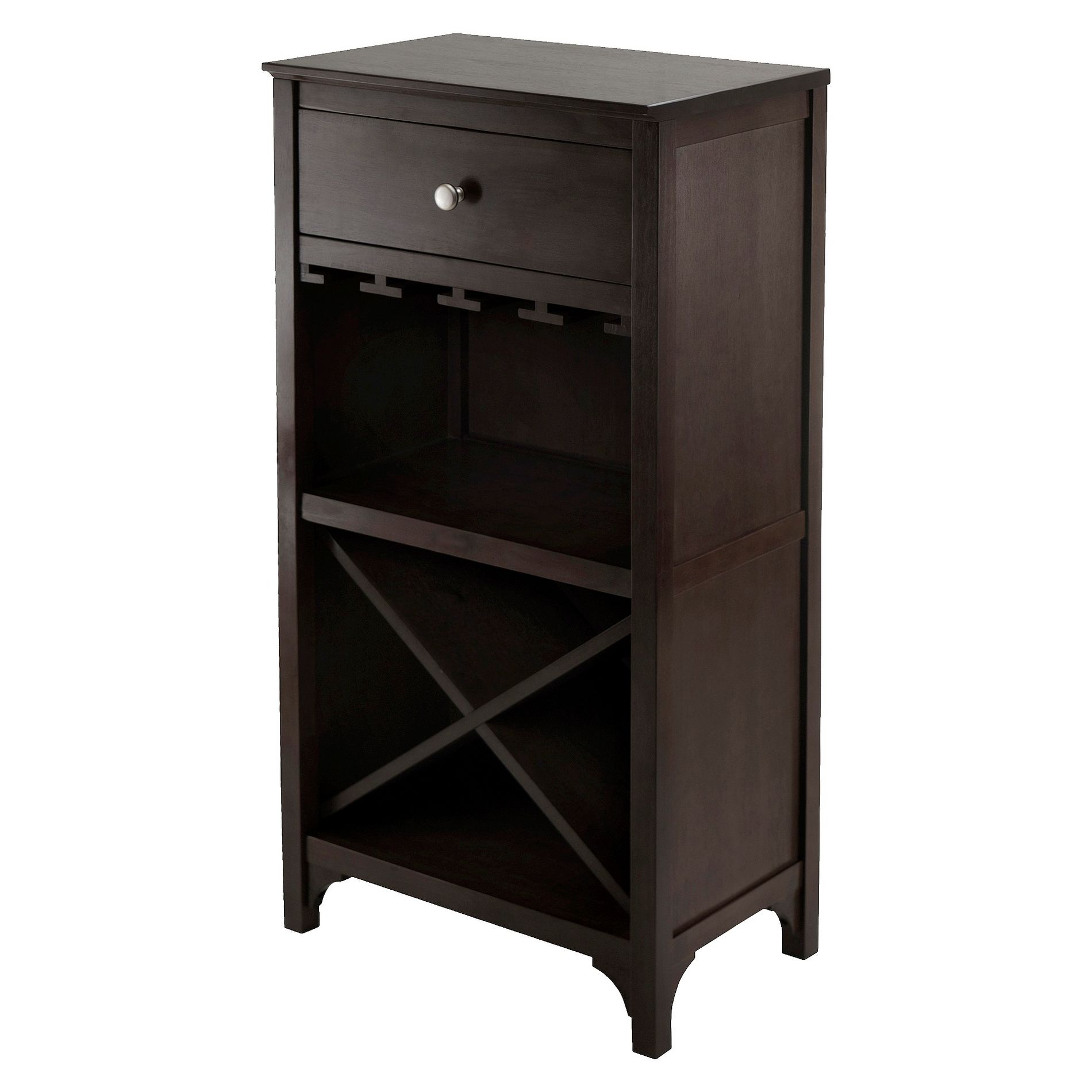 X-Shelf Drawer Wine Cabinet Wood/Coffee - Winsome