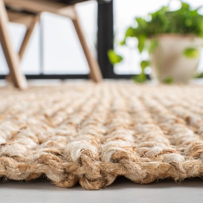 Natural Beige Hand-Woven Jute Rectangular Area Rug